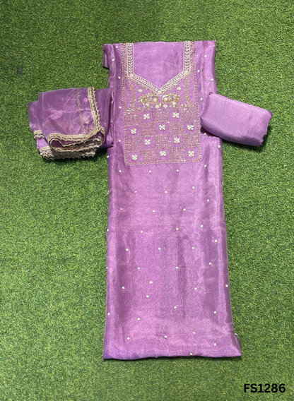 FS1286 | Lavender | Crush Shimmer Suit | Party Wear | Wedding | Jaggo | Ring Ceremony | Festival