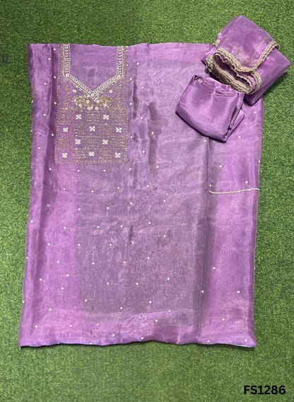FS1286 | Lavender | Crush Shimmer Suit | Party Wear | Wedding | Jaggo | Ring Ceremony | Festival