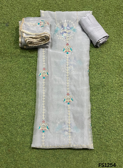 FS1254 | Grey | Crush Shimmer Suit | Party Wear | Wedding | Jaggo | Ring Ceremony | Festival