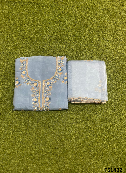 FS1431 | Light-Sky-Blue | Crush Shimmer Suit | Party Wear | Wedding | Jaggo | Ring Ceremony | Festival |