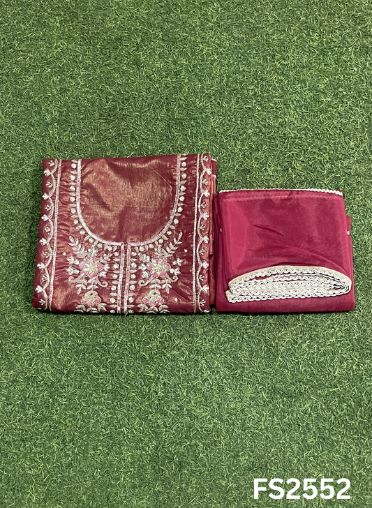 FS2552 | MEHROON | Crush Shimmer Suit | Party Wear | Wedding | Jaggo | Ring Ceremony | Festival |