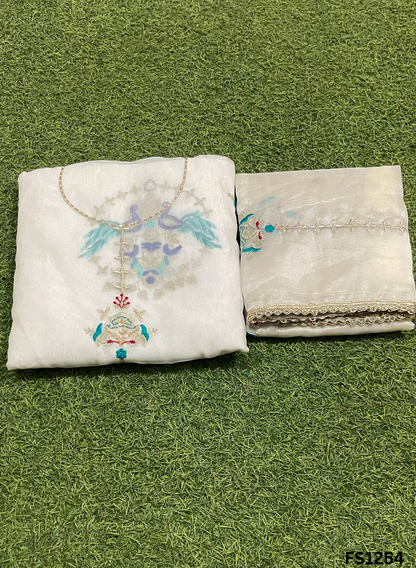 FS1254 | Grey | Crush Shimmer Suit | Party Wear | Wedding | Jaggo | Ring Ceremony | Festival