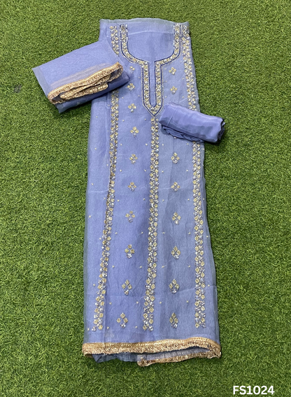 FS1024 | Blue | Crush Shimmer Suit | Party Wear | Wedding | Jaggo | Ring Ceremony | Festival|