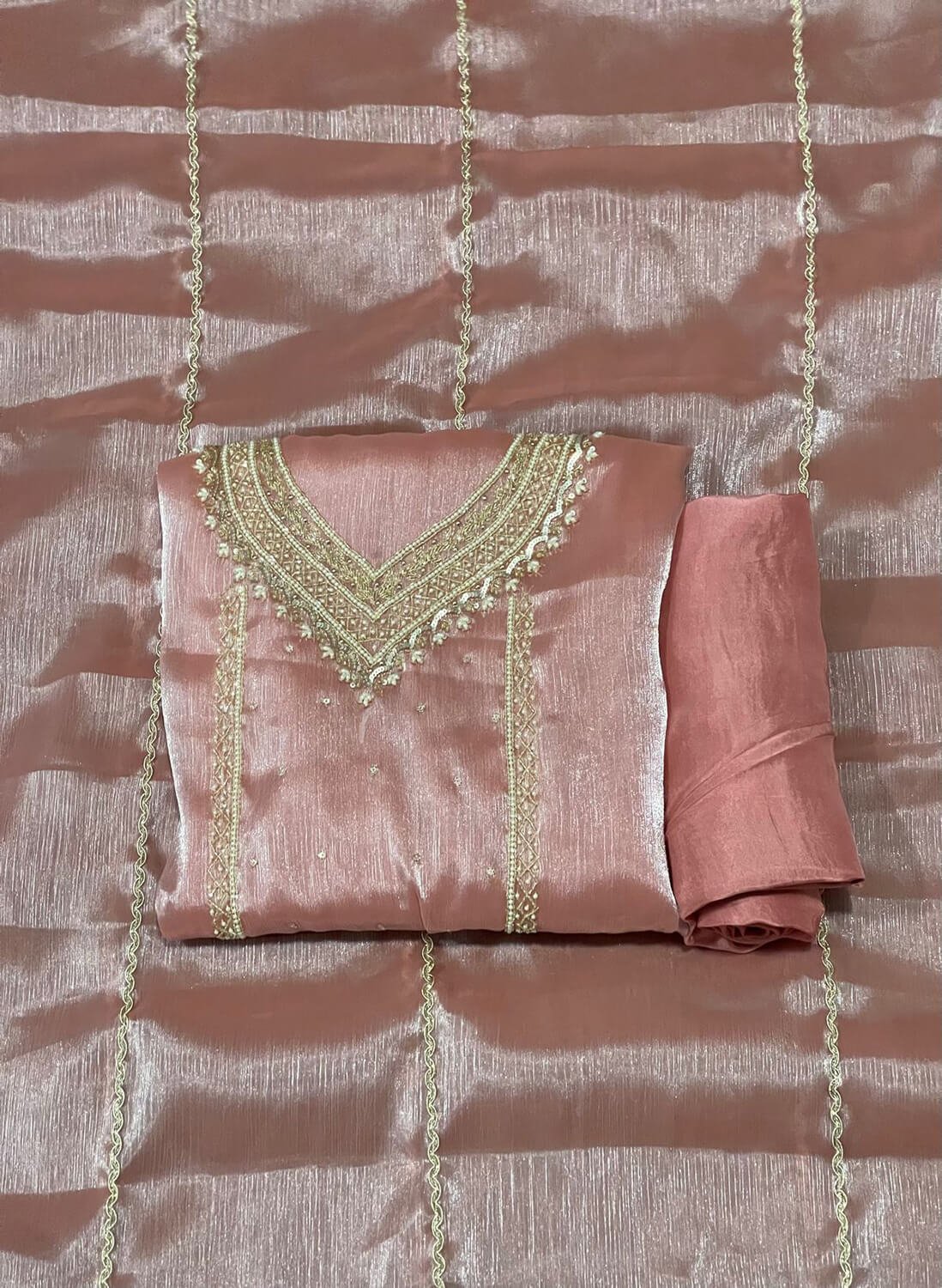 Peach Crush Shimmer Suit | Party Wear | Wedding | Jaggo | Ring Ceremony | Festival | FS370