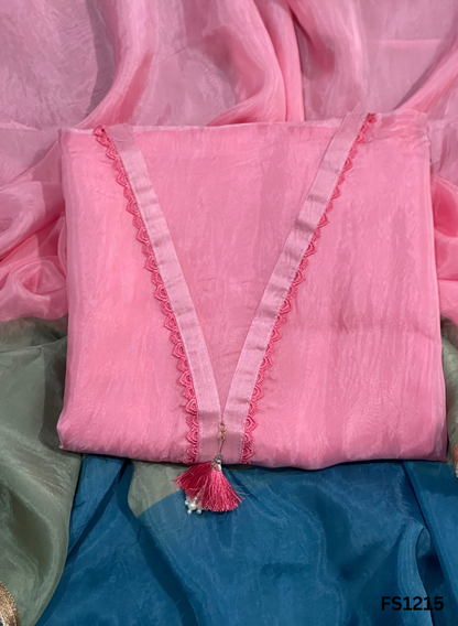 FS1215 | light pink |Silk Organza | Suit | Wedding | Party Wear | Ring Ceremony | Festival Suit | Allover suit