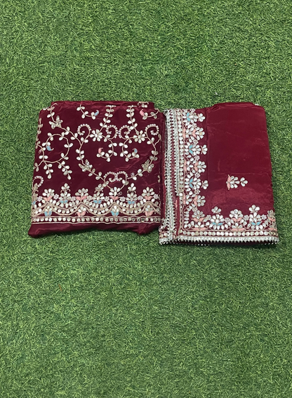 FS149 | Rust | Cepe | Crepe Suit | Wedding | Party Wear | Ring Ceremony | Festival Suit | Allover suit|