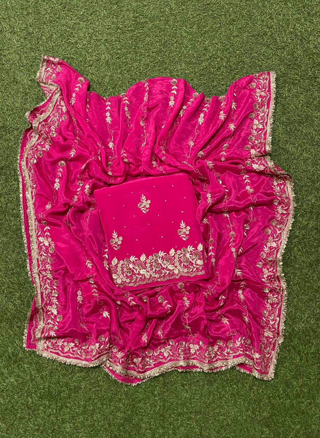 FS158 | Hot Pink| Crepe Suit | Party Wear | Wedding | Jaggo | Ring Ceremony | Festival | F9JFAA