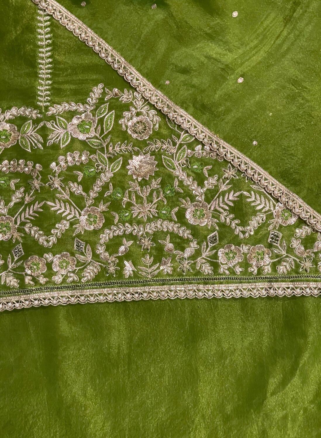 FS255 | Green Shimmer Suit | Party Wear | Wedding | Jaggo | Ring Ceremony | Festival |