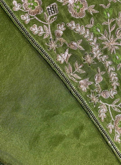 FS255 | Green Shimmer Suit | Party Wear | Wedding | Jaggo | Ring Ceremony | Festival |