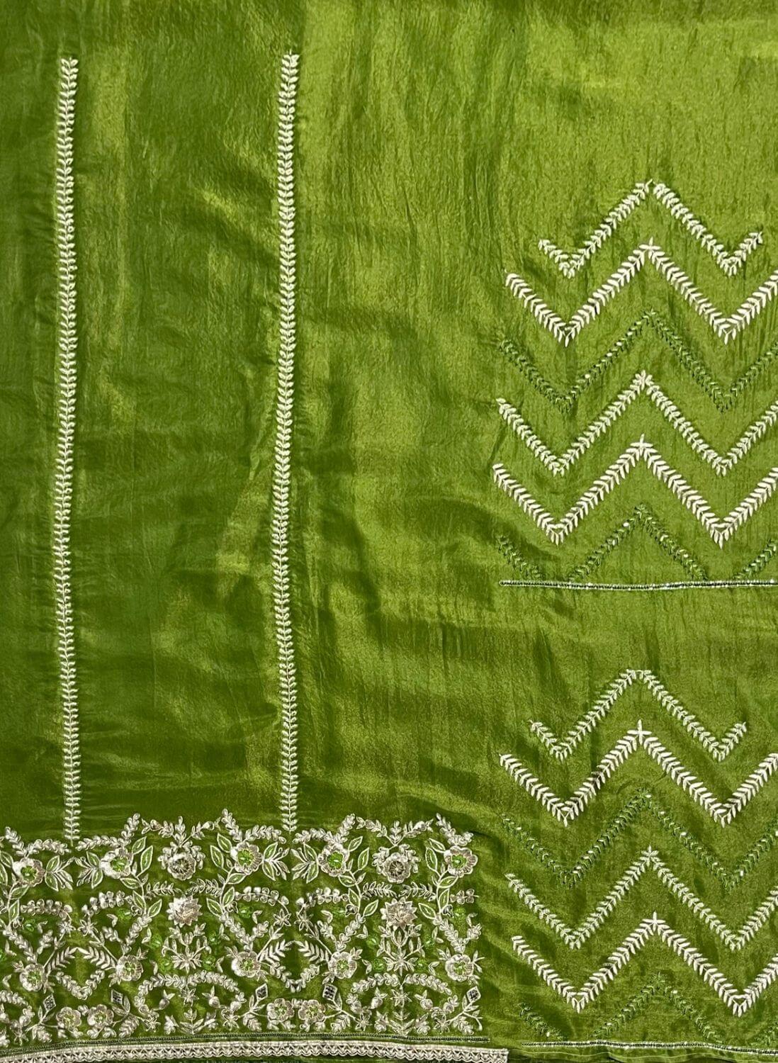 FS255 | Green Shimmer Suit | Party Wear | Wedding | Jaggo | Ring Ceremony | Festival |