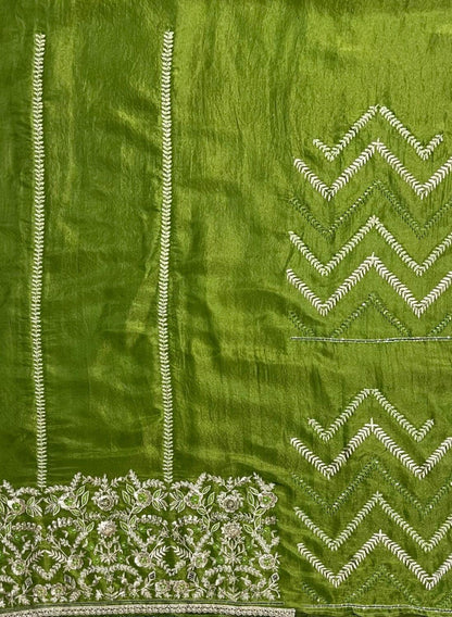 FS255 | Green Shimmer Suit | Party Wear | Wedding | Jaggo | Ring Ceremony | Festival |