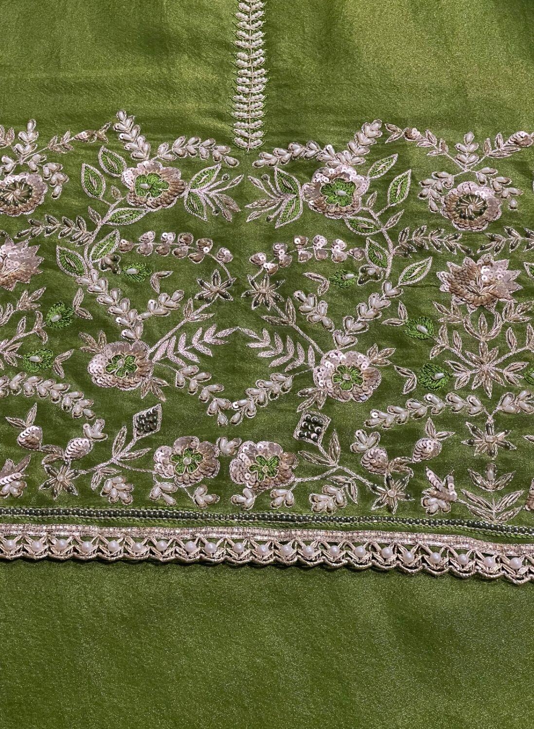 FS255 | Green Shimmer Suit | Party Wear | Wedding | Jaggo | Ring Ceremony | Festival |