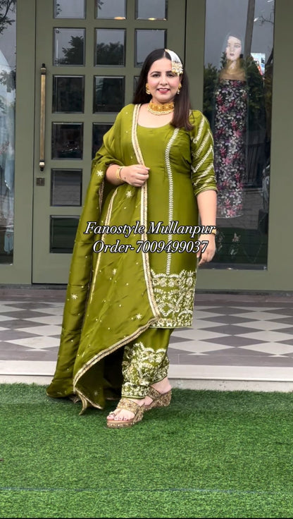 Green Shimmer Suit | Party Wear | Wedding | Jaggo | Ring Ceremony | Festival