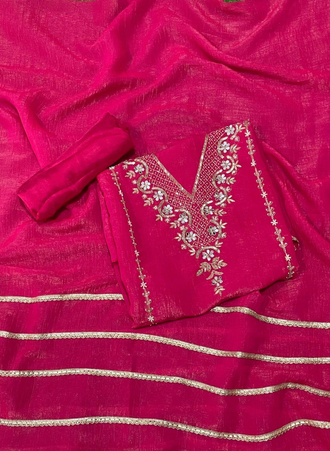 Hot pink  Shimmer Suit | Party Wear | Wedding | Jaggo | Ring Ceremony | Festival | FS387