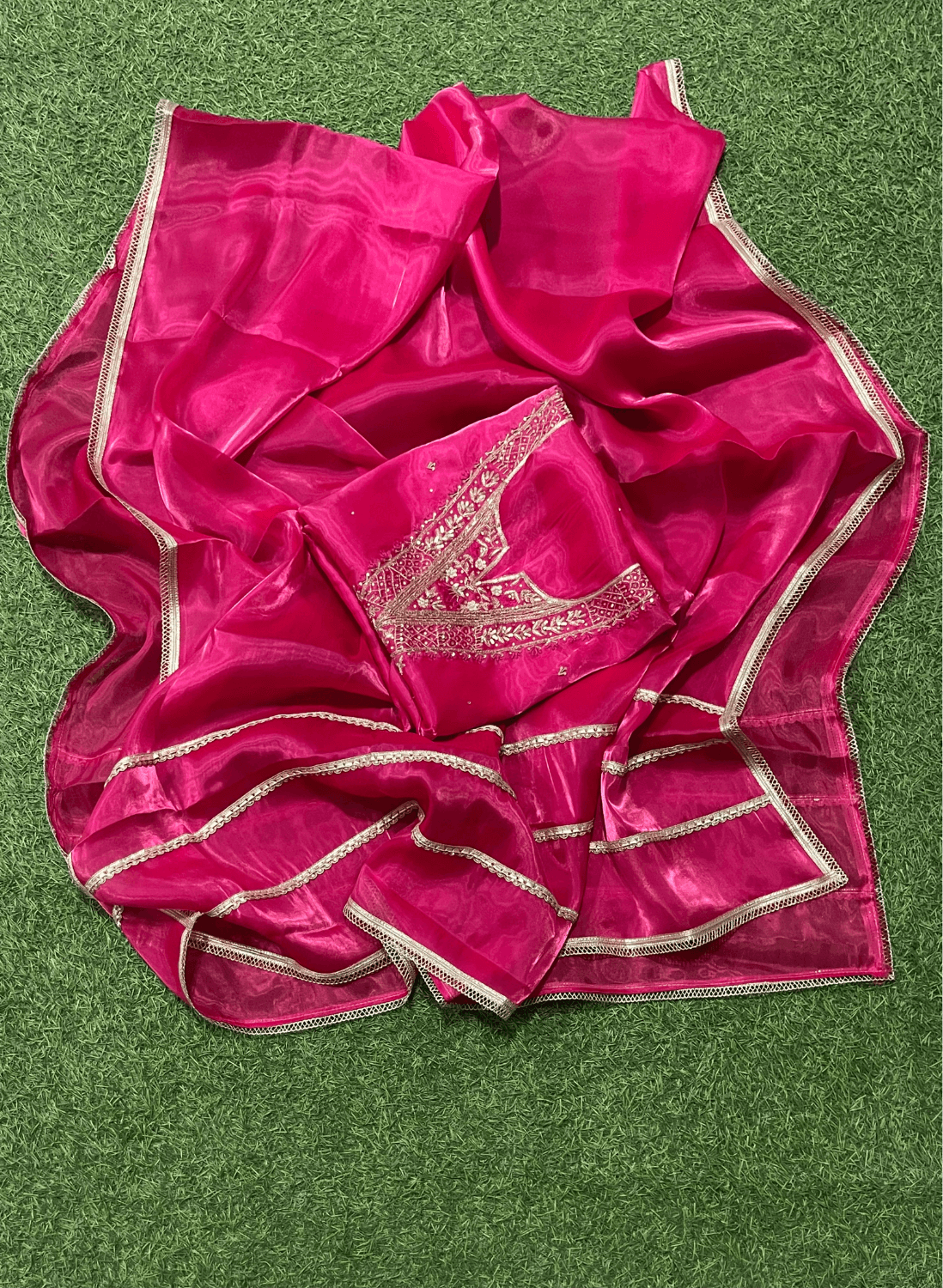 Hot Pink| Glass Shimmer Suit | Party Wear | Wedding | Jaggo | Ring Ceremony | Festival |