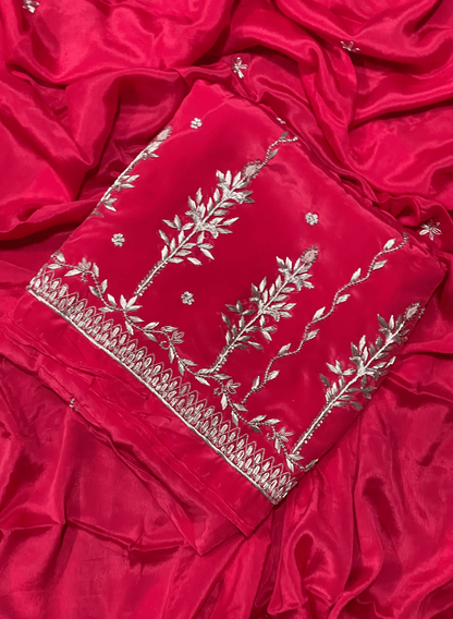 Red Crepe Suit | Bridal | Wedding | Party Wear | Jaggo | Ring Ceremony | Festival | Celebrity |  FS221