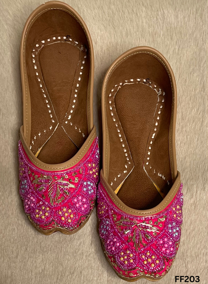 FF203 | Hot-Pink | Velvet  | Hand -Work | Punjabi Jutti