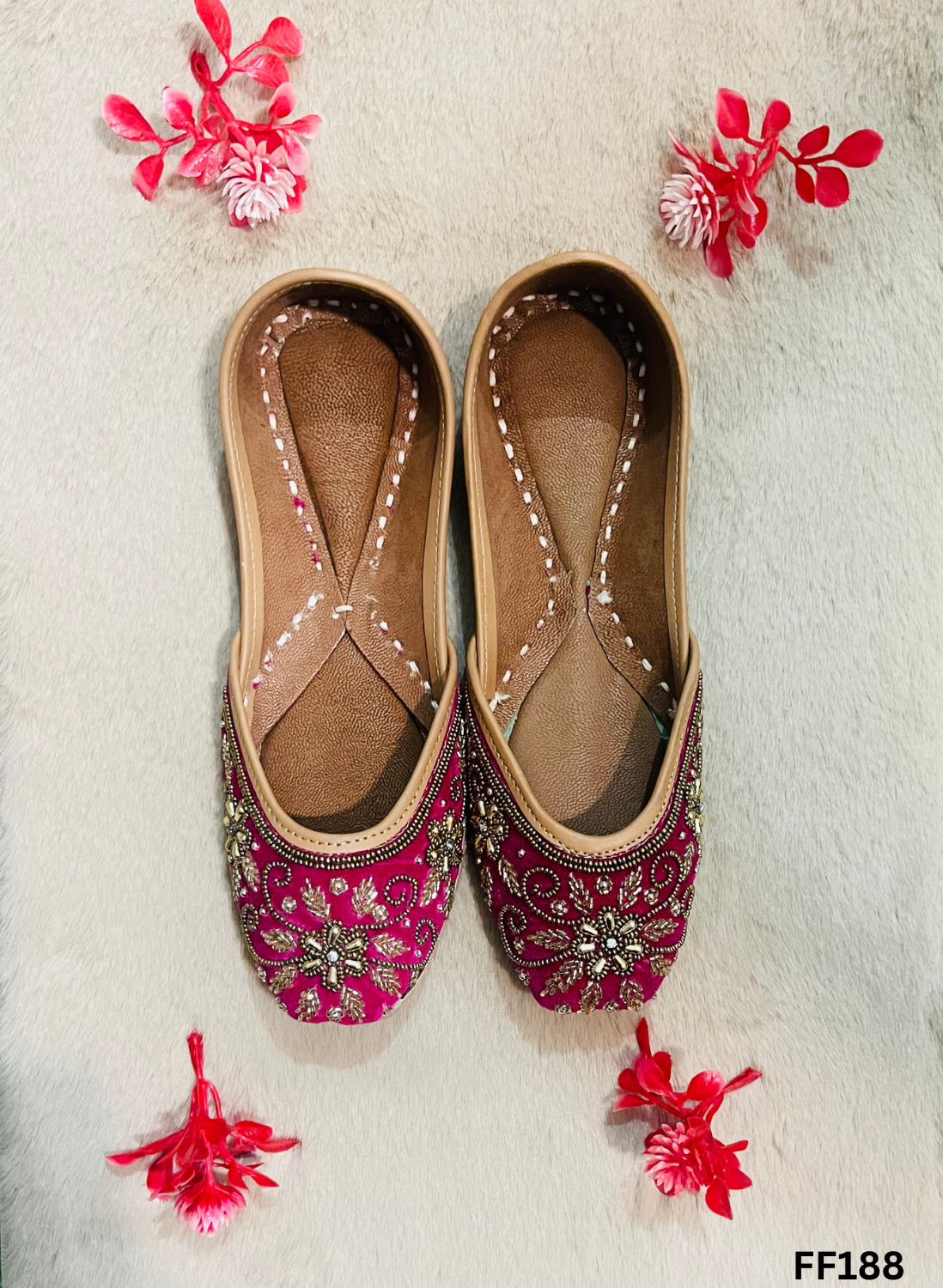 FF188 | Hot-Pink | Hand-Work | Punjabi Jutti