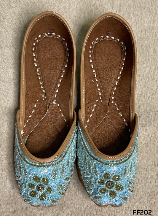 FF202 | Sky-Blue | Hand -Work | Punjabi Jutti
