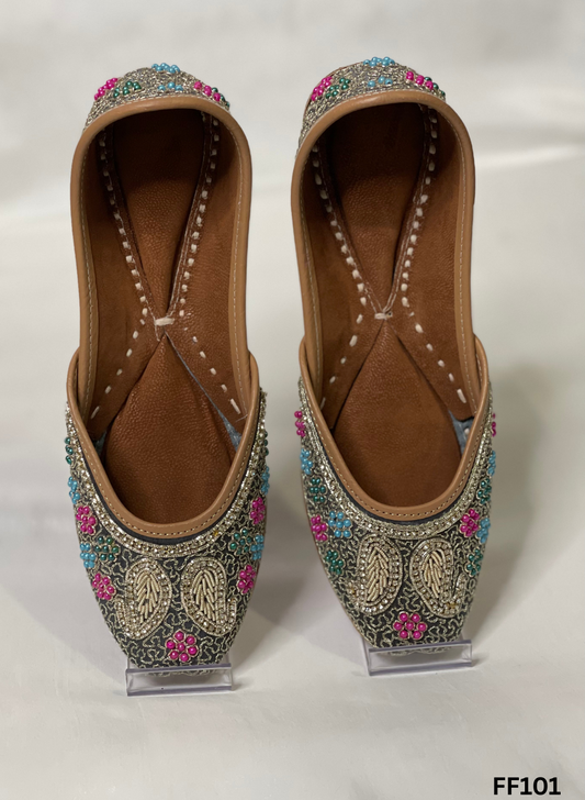 FF101 | Grey | Hand-Work | Punjabi Jutti