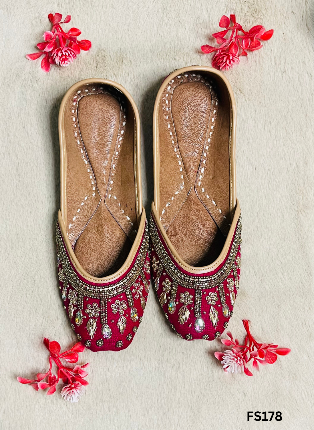 FF178 | Hot-Pink  | Hand-Work | Punjabi Jutti