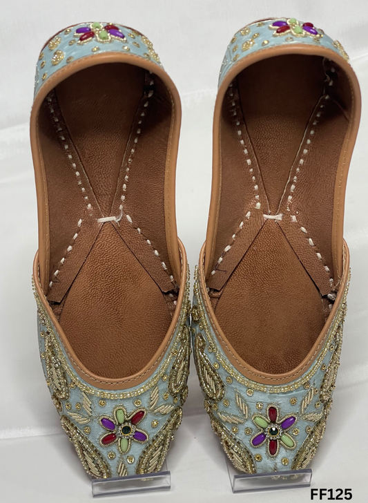 FF125 | Light Sky-Blue  | Hand-Work | Punjabi Jutti