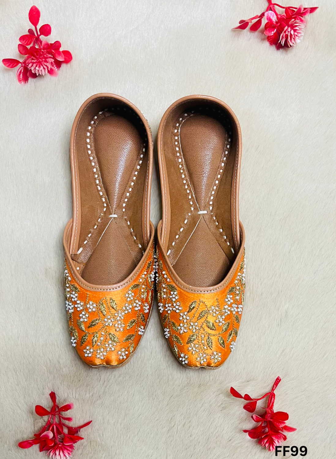 FF99 | Orange | Hand -Work | Punjabi Jutti