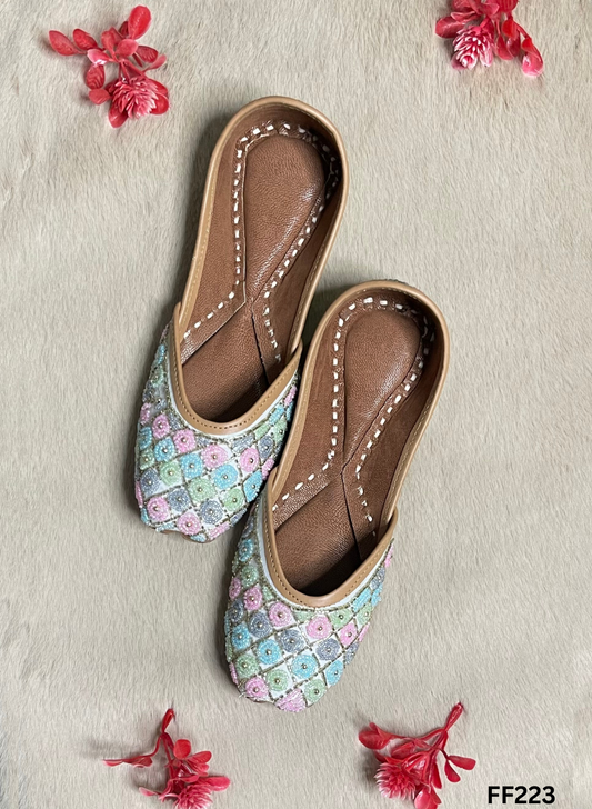 FF223 | Light Sky-Blue| Hand -Work | Punjabi Jutti