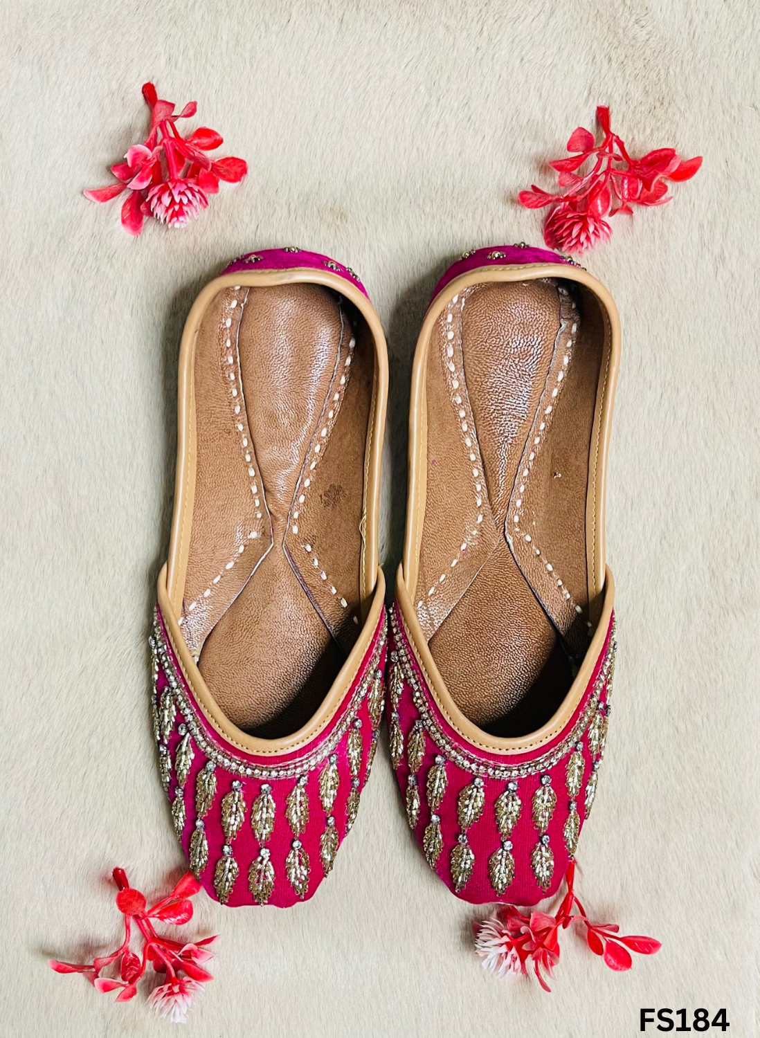 FF184 | Hot-Pink  | Hand-Work | Punjabi Jutti