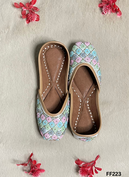 FF223 | Light Sky-Blue| Hand -Work | Punjabi Jutti