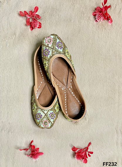 FF232 | Light Sky-Blue| Hand -Work | Punjabi Jutti