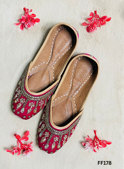 FF178 | Hot-Pink  | Hand-Work | Punjabi Jutti