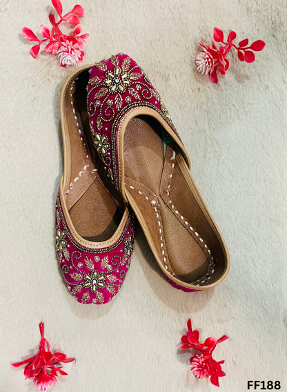 FF188 | Hot-Pink | Hand-Work | Punjabi Jutti