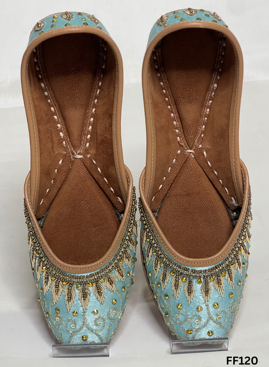 FF120 | Sky-Blue | Hand -Work | Punjabi Jutti