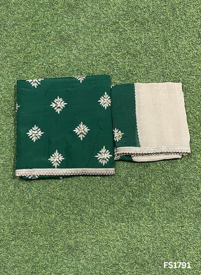 FS1791 | FIROZI | Raw Silk | Party Wear | Wedding | Jaggo | Ring Ceremony | Festival