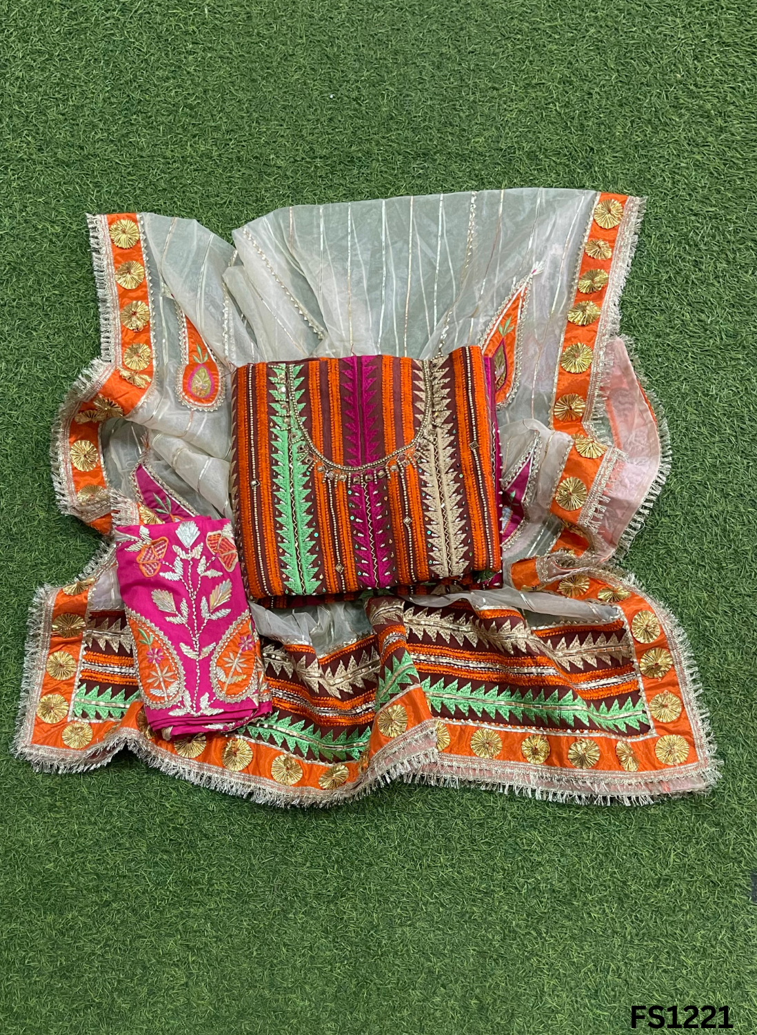 FS1421 | Rust Shade | Phulkari Suit | Party Wear | Wedding | Jaggo | Festival