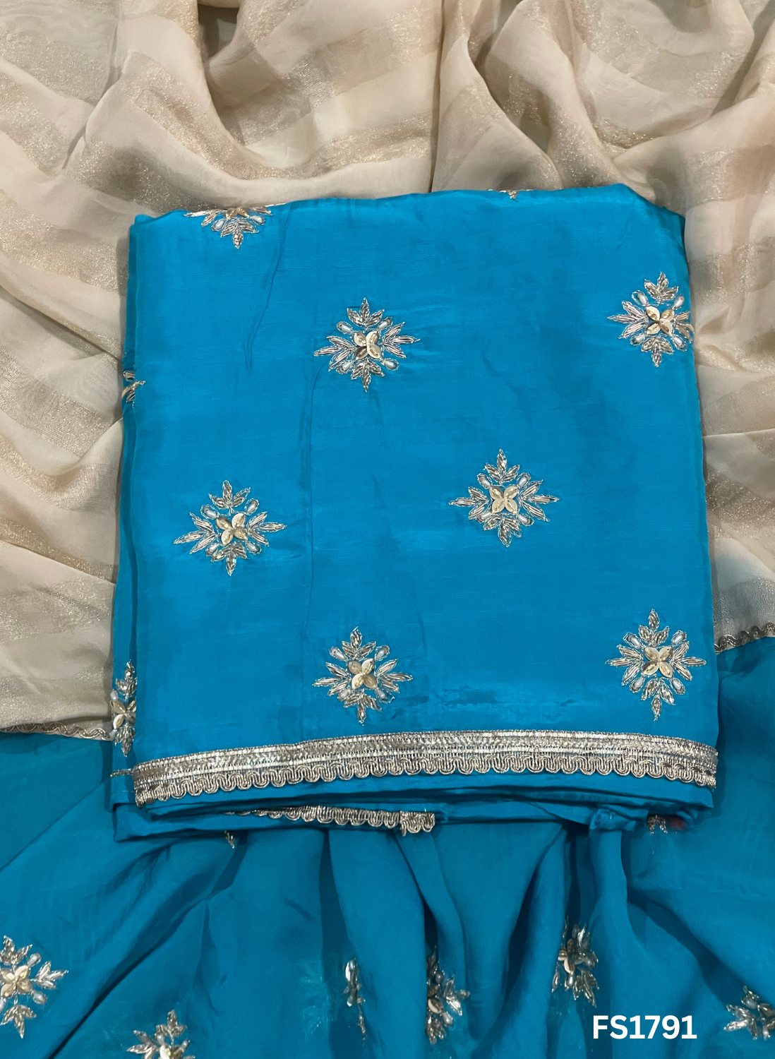 FS1791 | FIROZI | Raw Silk | Party Wear | Wedding | Jaggo | Ring Ceremony | Festival