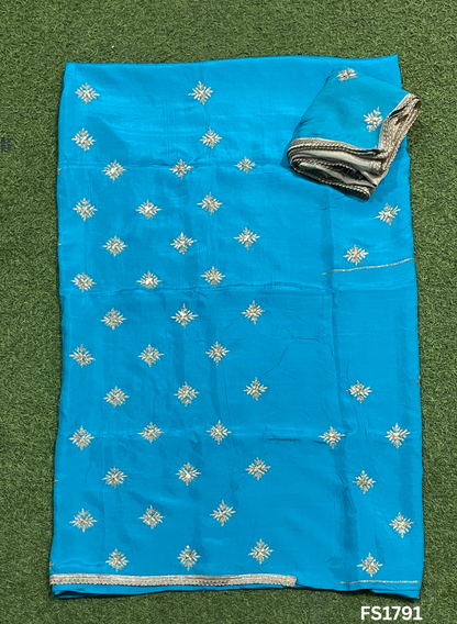 FS1791 | FIROZI | Raw Silk | Party Wear | Wedding | Jaggo | Ring Ceremony | Festival