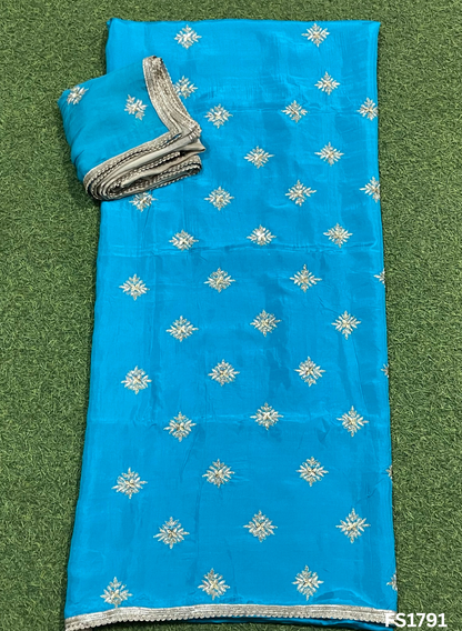 FS1791 | FIROZI | Raw Silk | Party Wear | Wedding | Jaggo | Ring Ceremony | Festival