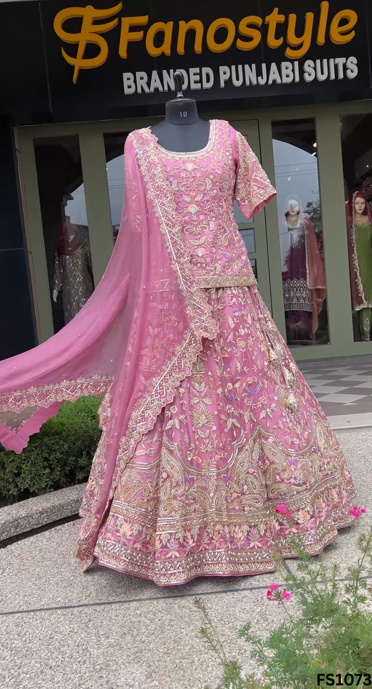 FL1073 | Onion |  Bridal Lehenga | Organza | Hand Embroidery | Wedding Day | Designer Bridal Lehenga