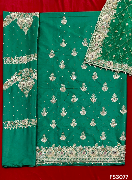 FS3077 | Handmade Bridal Suit | 100% Pure Gevadin Silk | Pure Organza Dupatta |  Party Wear | Wedding Suit | Wedding Wear&nbsp;