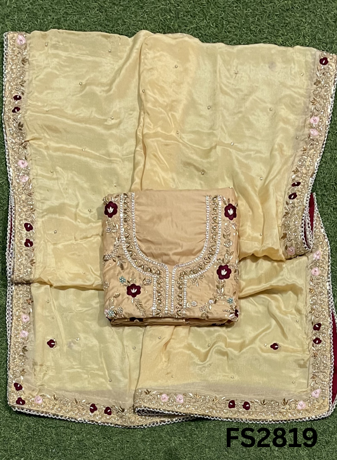 FS2819 | Pure Gevadin Silk Suit | Bridal Suit | Party Wear | Wedding | Festival | Celebrity | Ring Ceremony
