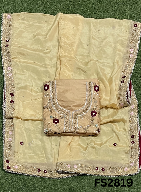 FS2819 | Pure Gevadin Silk Suit | Bridal Suit | Party Wear | Wedding | Festival | Celebrity | Ring Ceremony