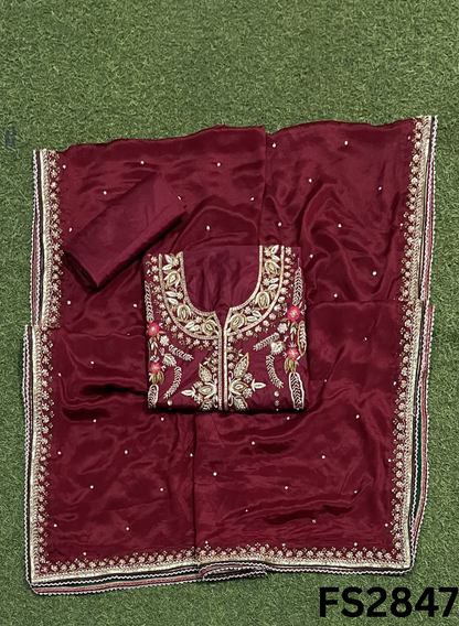 FS2847  | Pure Gevadin Silk Suit | Bridal Suit | Party Wear | Wedding | Festival | Celebrity | Ring Ceremony