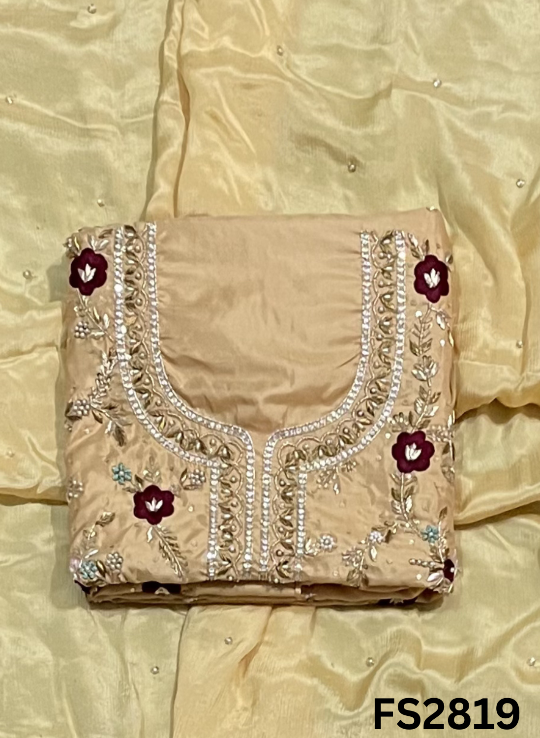 FS2819 | Pure Gevadin Silk Suit | Bridal Suit | Party Wear | Wedding | Festival | Celebrity | Ring Ceremony
