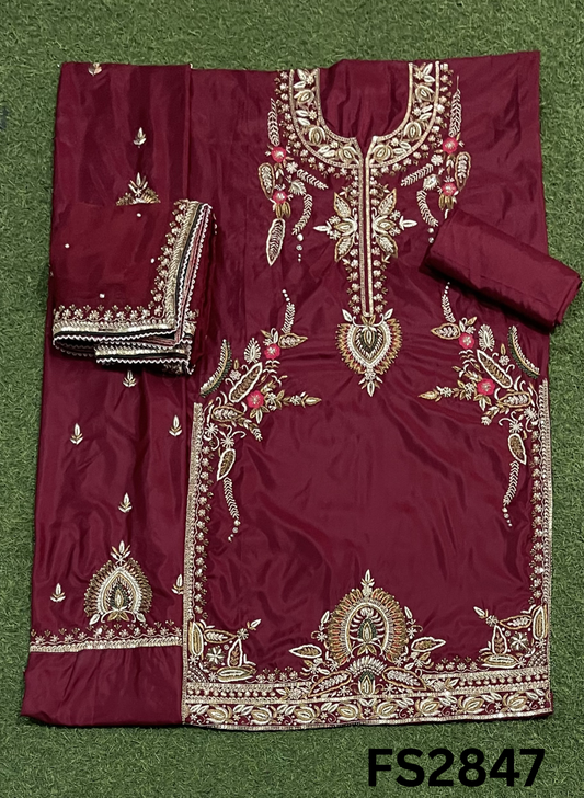 FS2847  | Pure Gevadin Silk Suit | Bridal Suit | Party Wear | Wedding | Festival | Celebrity | Ring Ceremony