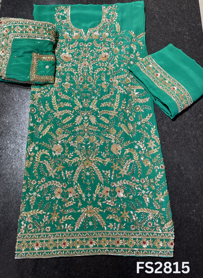 FS2815 |  Pure Crepe Suit | Bridal Suit | Party Wear | Wedding | Festival | Celebrity | Ring Ceremony