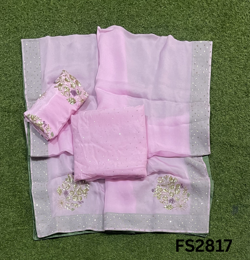 FS2817 | Satin Organza Suit | Party Wear | Wedding | Jaggo | Ring Ceremony | Festival
