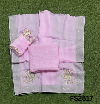 FS2817 | Satin Organza Suit | Party Wear | Wedding | Jaggo | Ring Ceremony | Festival