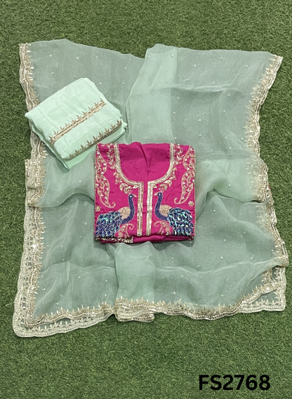 FS2768 | Silk | Party Wear | Wedding | Jaggo | Ring Ceremony | Festival | Contrast |